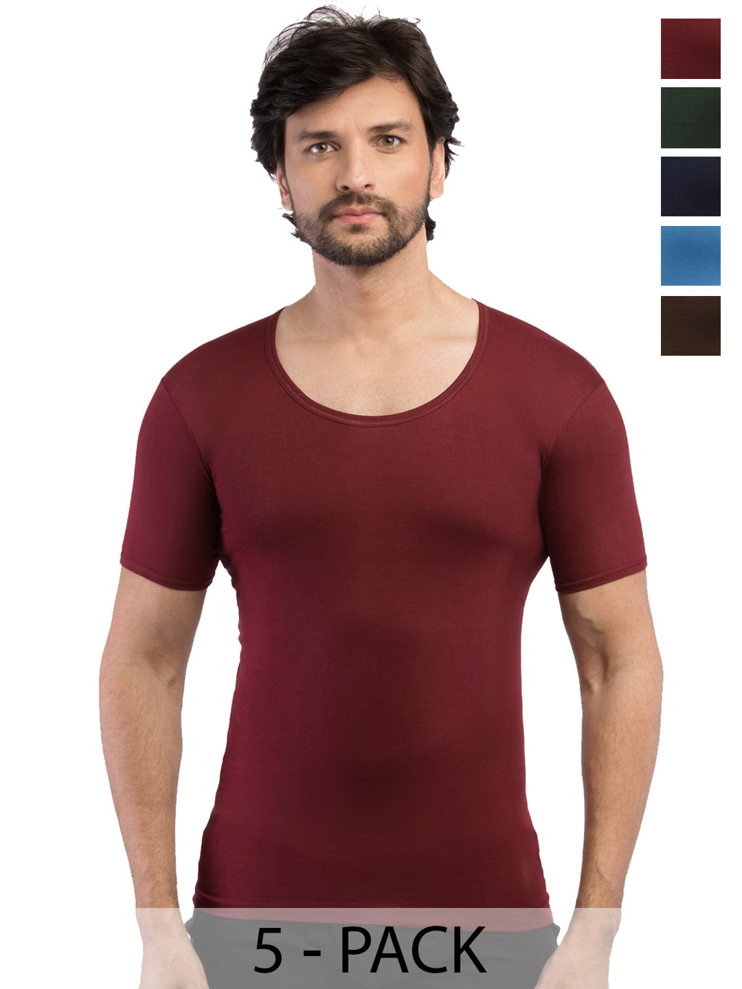 VIP Pack Of 5 Assorted Pure Cotton Innerwear Vests VP-MI-VS-SPCRS-10P-PO5-80