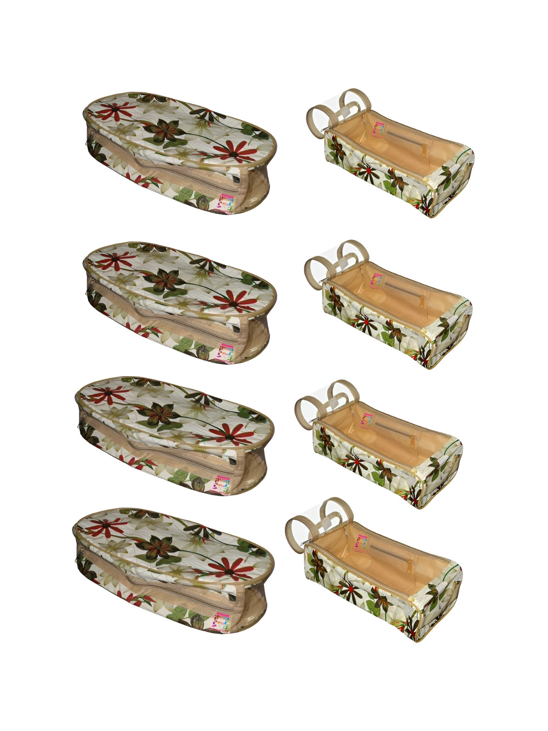 atorakushon Cream-Coloured 8 Pieces Reusable Travel Shoe & Slipper Storage Organisers