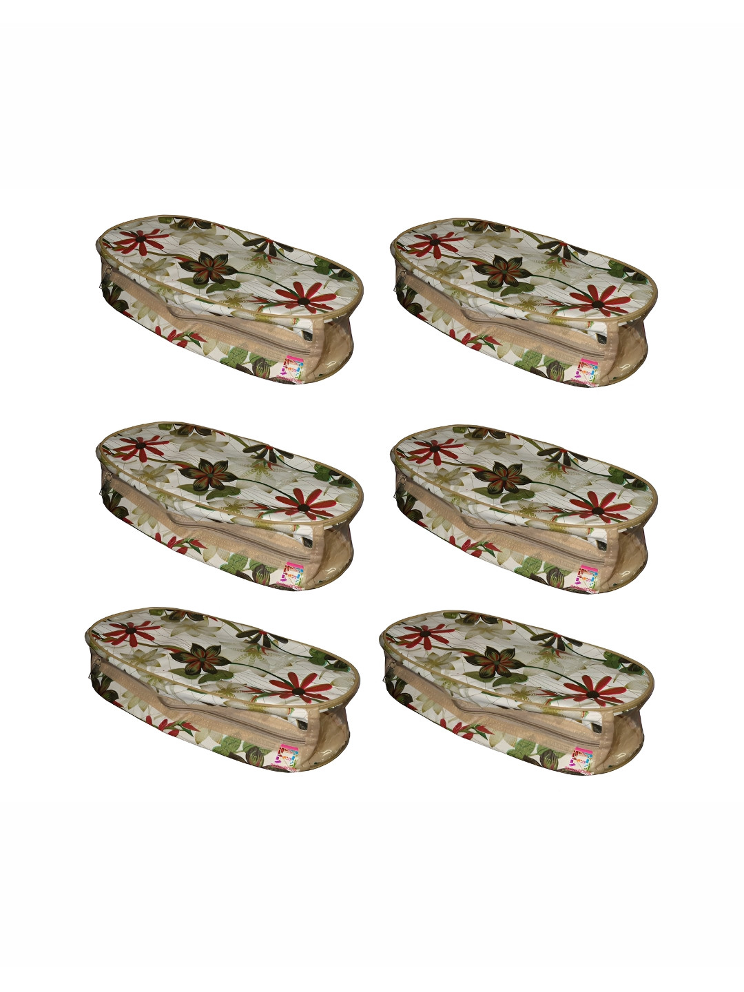 atorakushon Cream-Coloured Set of 6 Reusable Slipper Travel Storage Organisers Bags