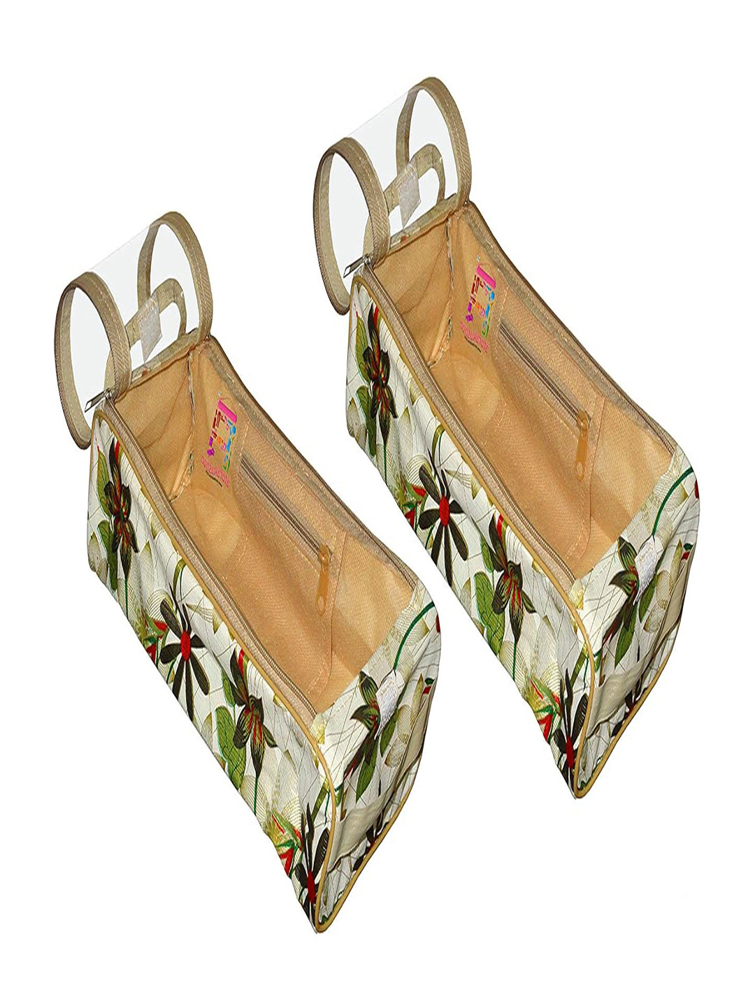 atorakushon Cream & Red 2 Pieces Reusable Travel Shoe Storage Organisers