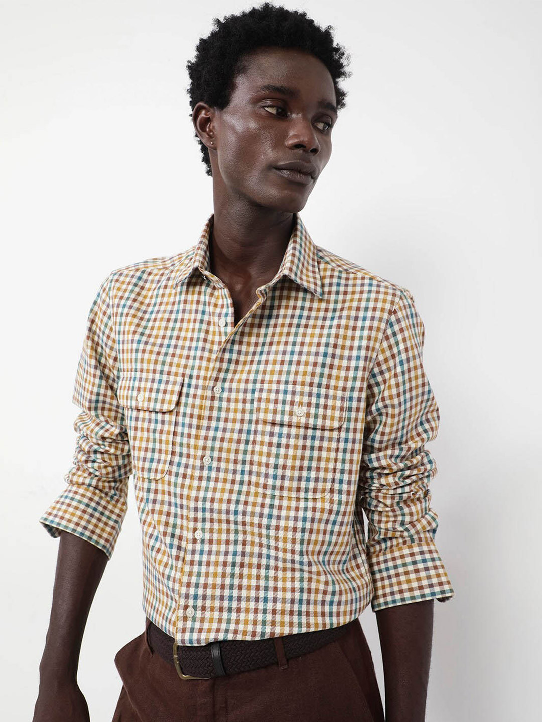 RARE RABBIT Men Essen Regular Fit Gingham Checked Formal Shirt