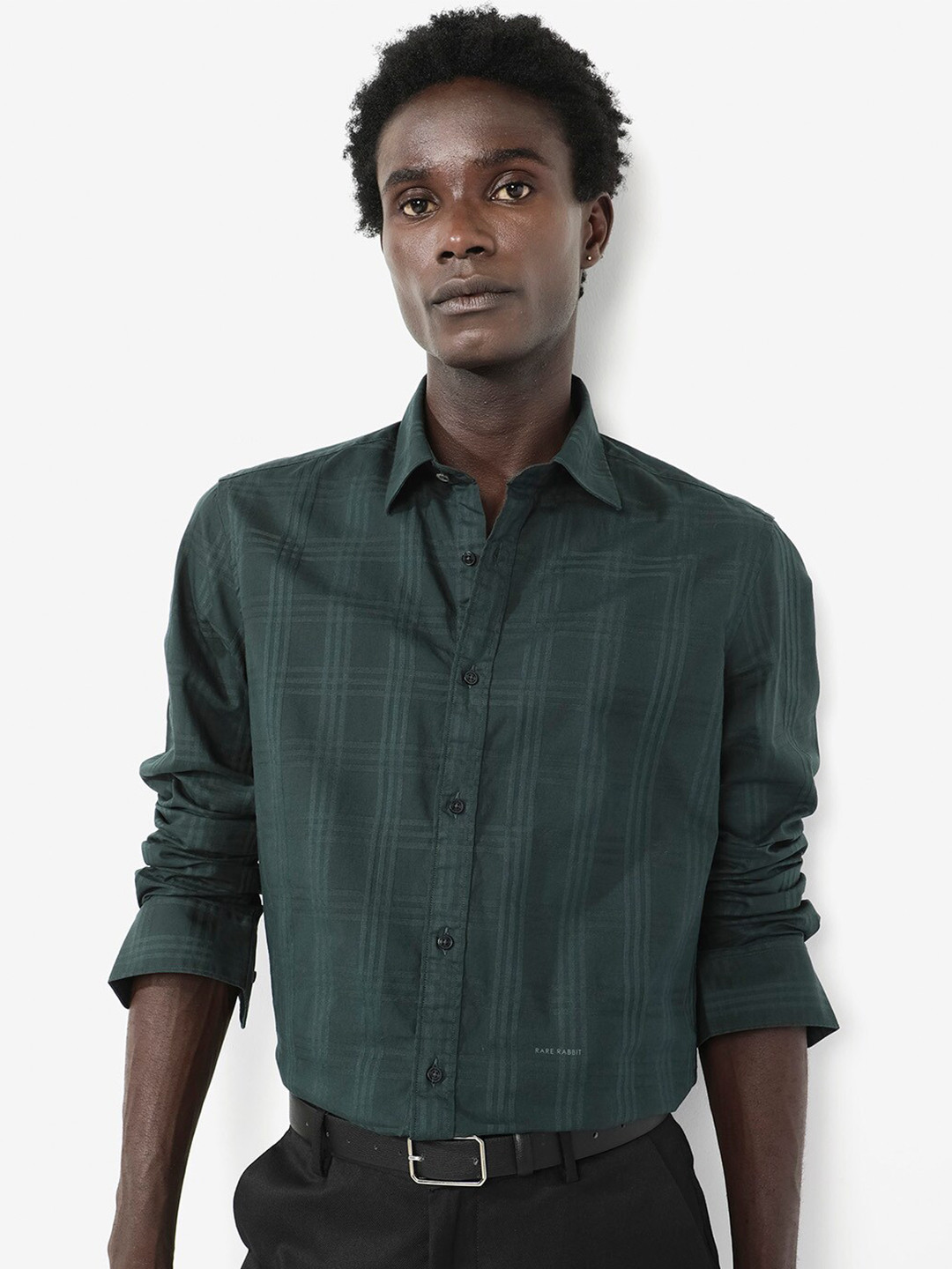 RARE RABBIT Men Roar Regular Fit Spread Collar Shirt
