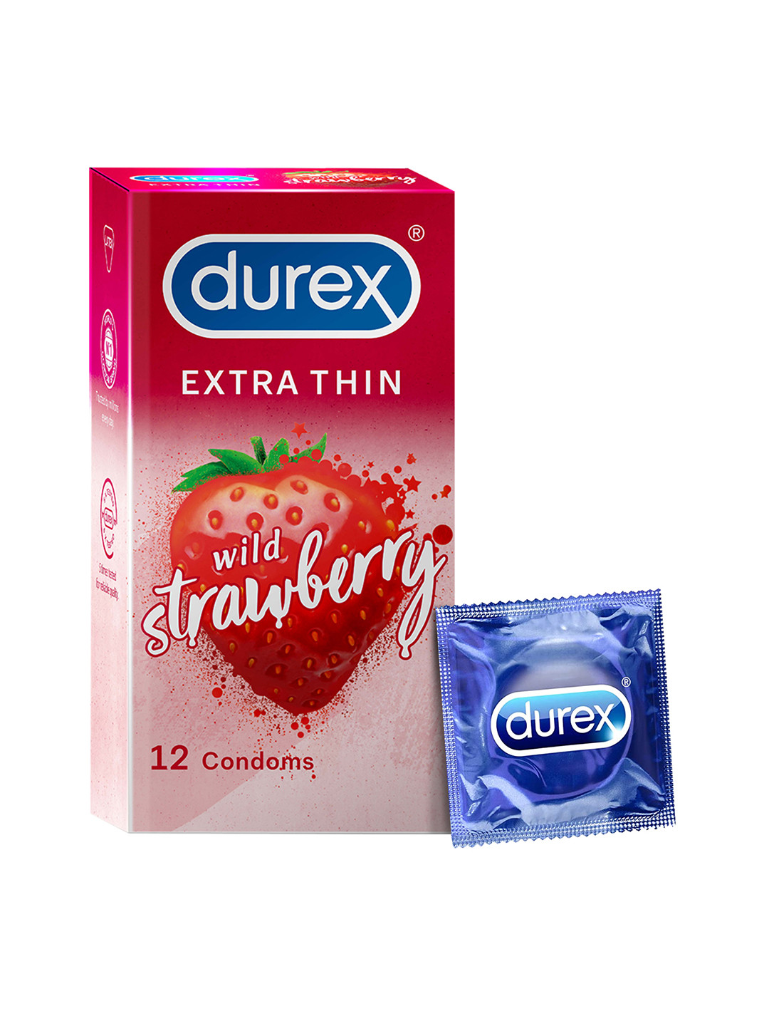 Durex Extra Thin Wild Strawberry Flavoured Condoms - 12 Pcs