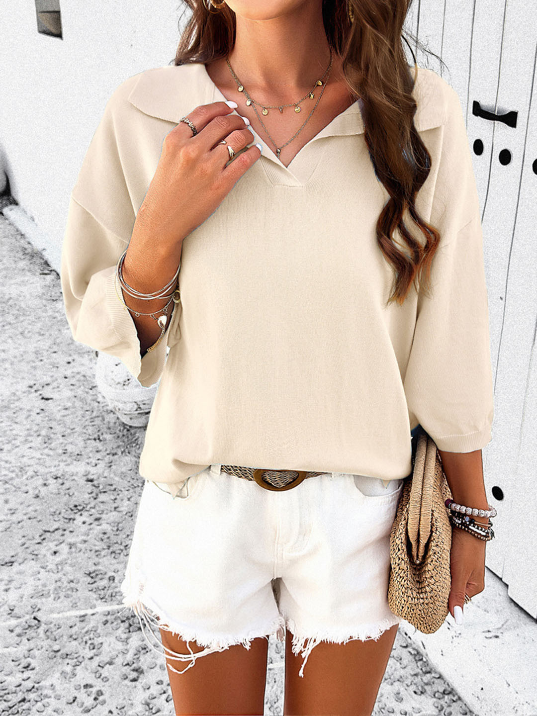 all about you Polo Collar Extended Sleeves Tshirt