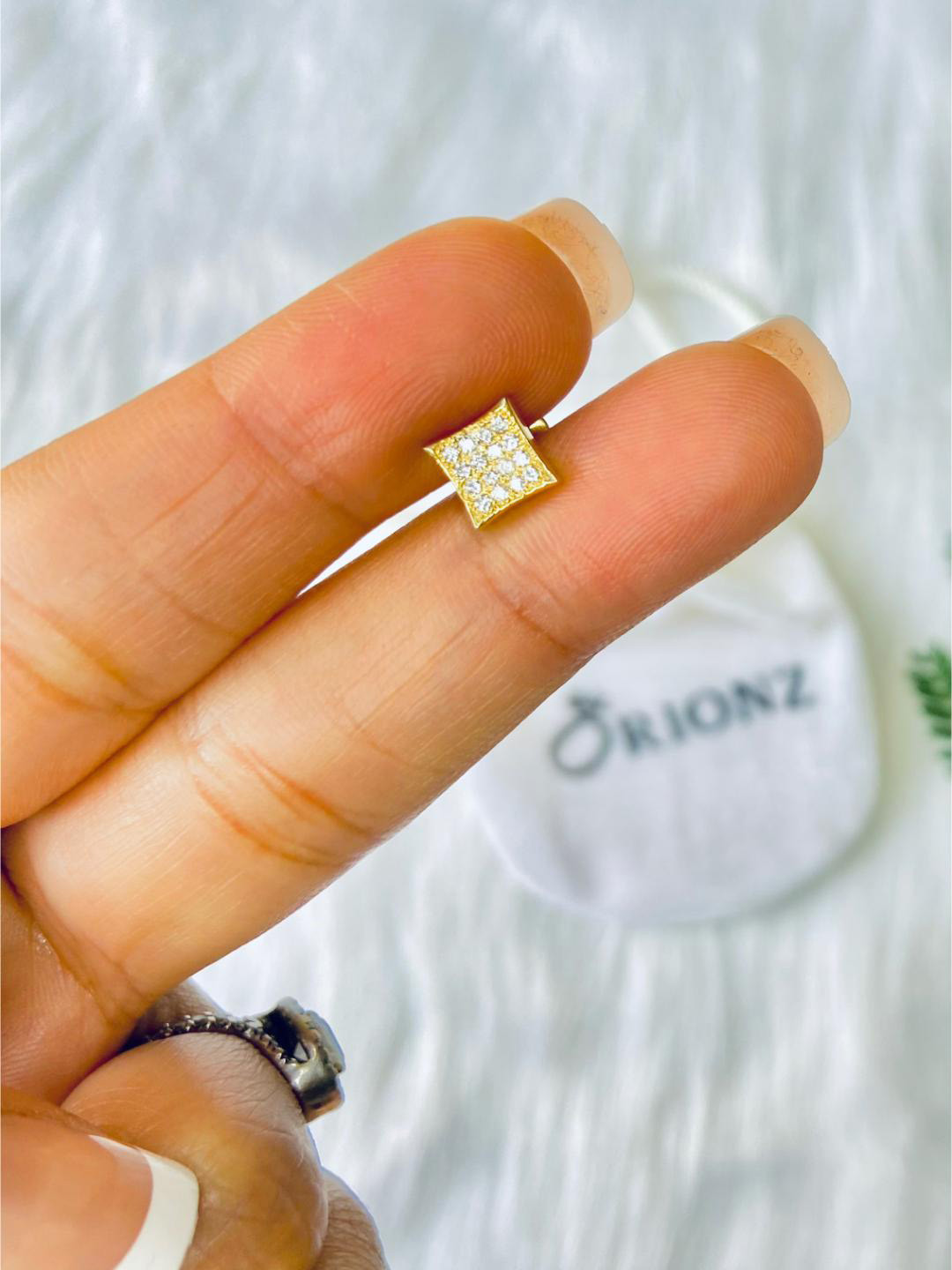ORIONZ 18k Gold-Plated 925 Sterling Silver  Square Studs Earrings