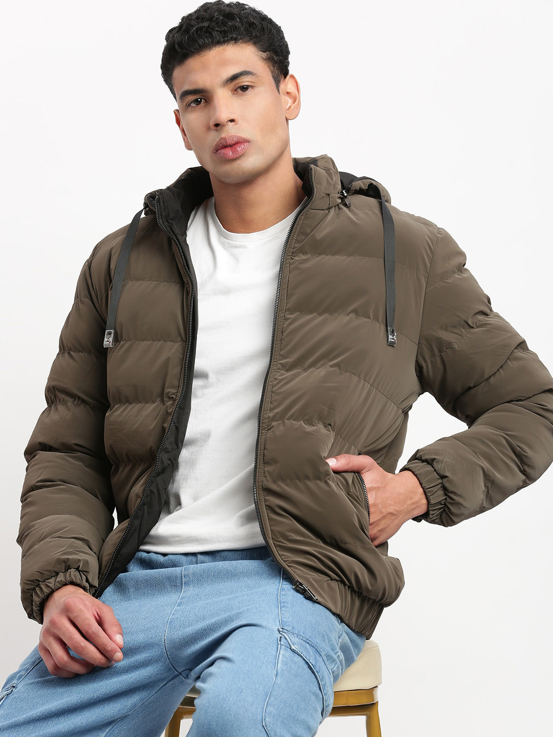 SHOWOFF Long Sleeves Reversible Windcheater Hood Bomber Jacket