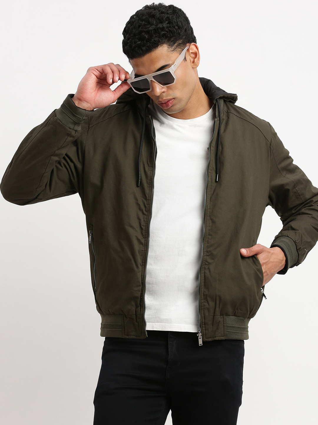 SHOWOFF Hooded Windcheater Reversible Bomber Jacket