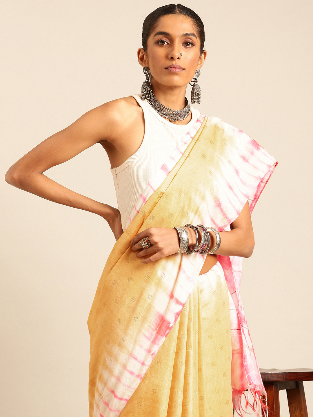 Taavi Tie & Dye Zari Woven Legacy Bhagalpuri Saree