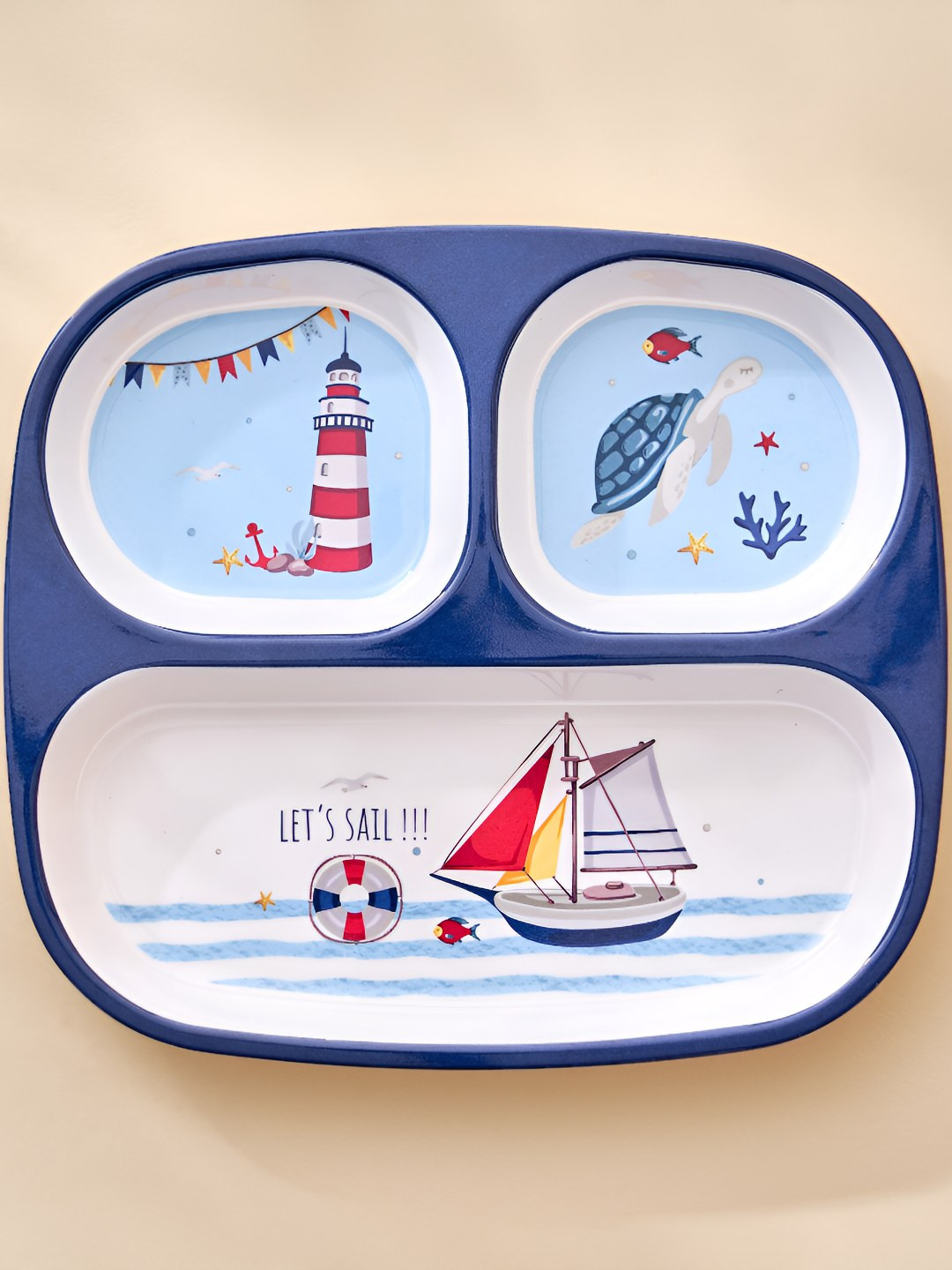 Home Centre 3 Partition Printed Melamine Plate