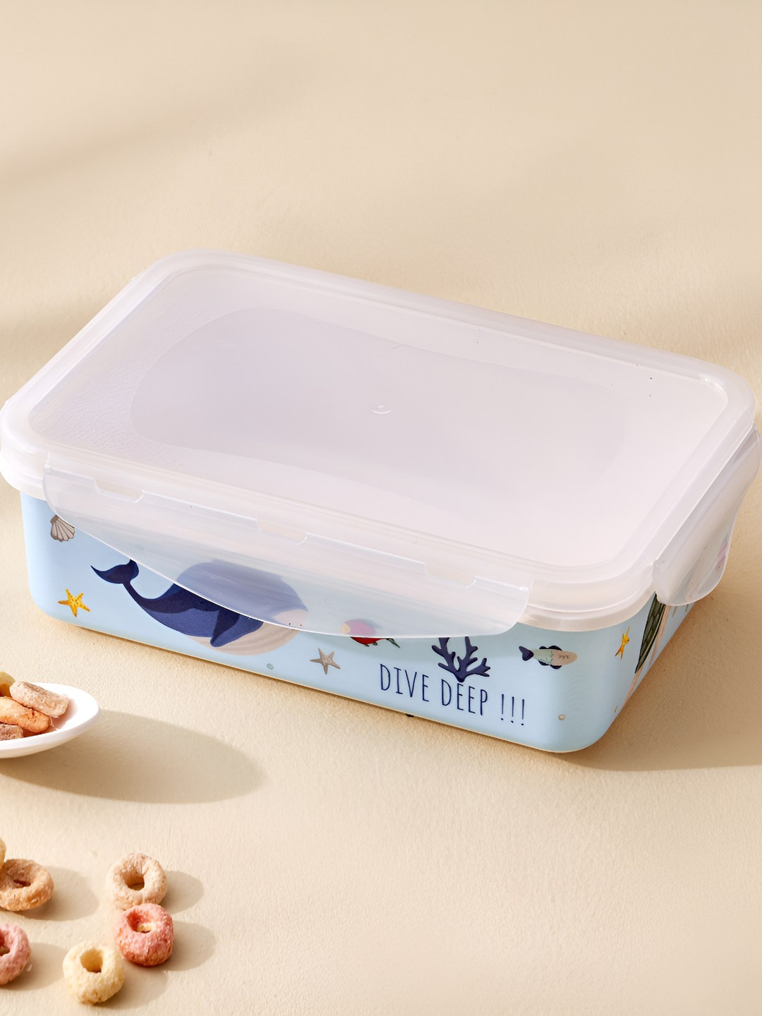 Home Centre Slate Melamine Melamine Dishwasher Safe 3PCs Lunch Box With Spoon and Fork