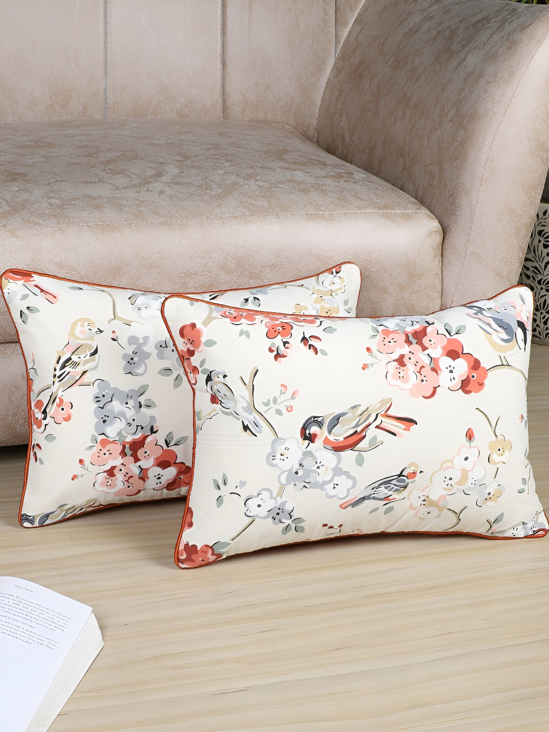 MFD HOME FURNISHING Conversational Cotton Washable 2 Pcs Cushion Covers - 12 x 18 In