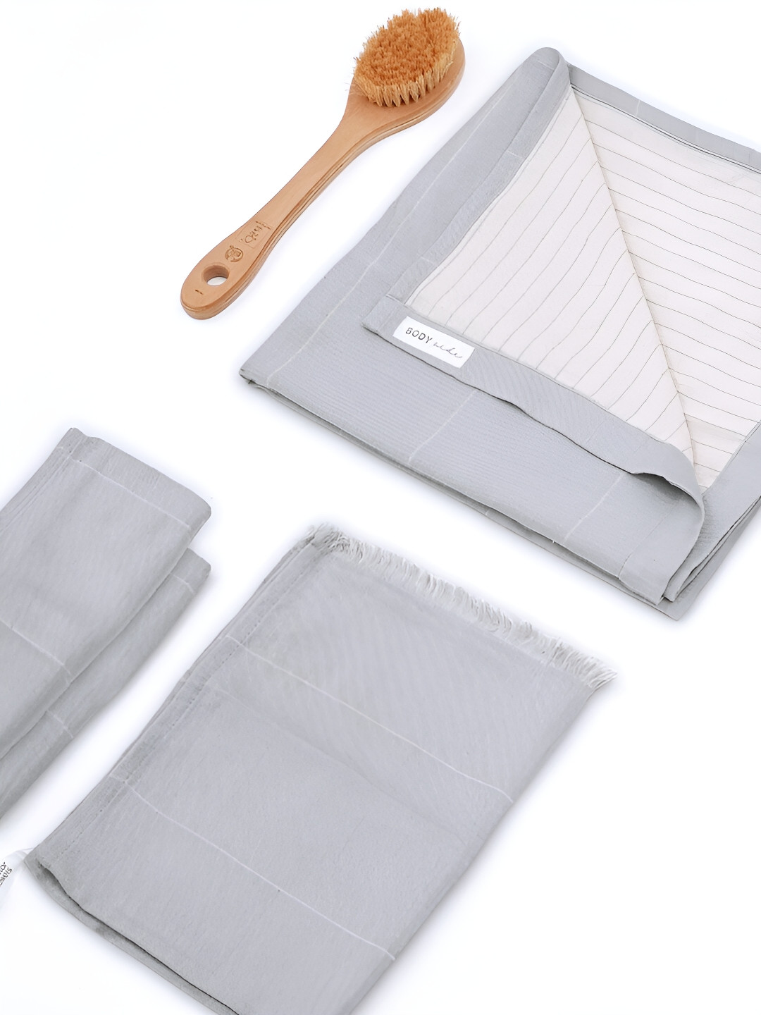 Doctor Towels Grey Striped 350GSM Set of 4 Anti-Bacterial Aloevera Towels Set