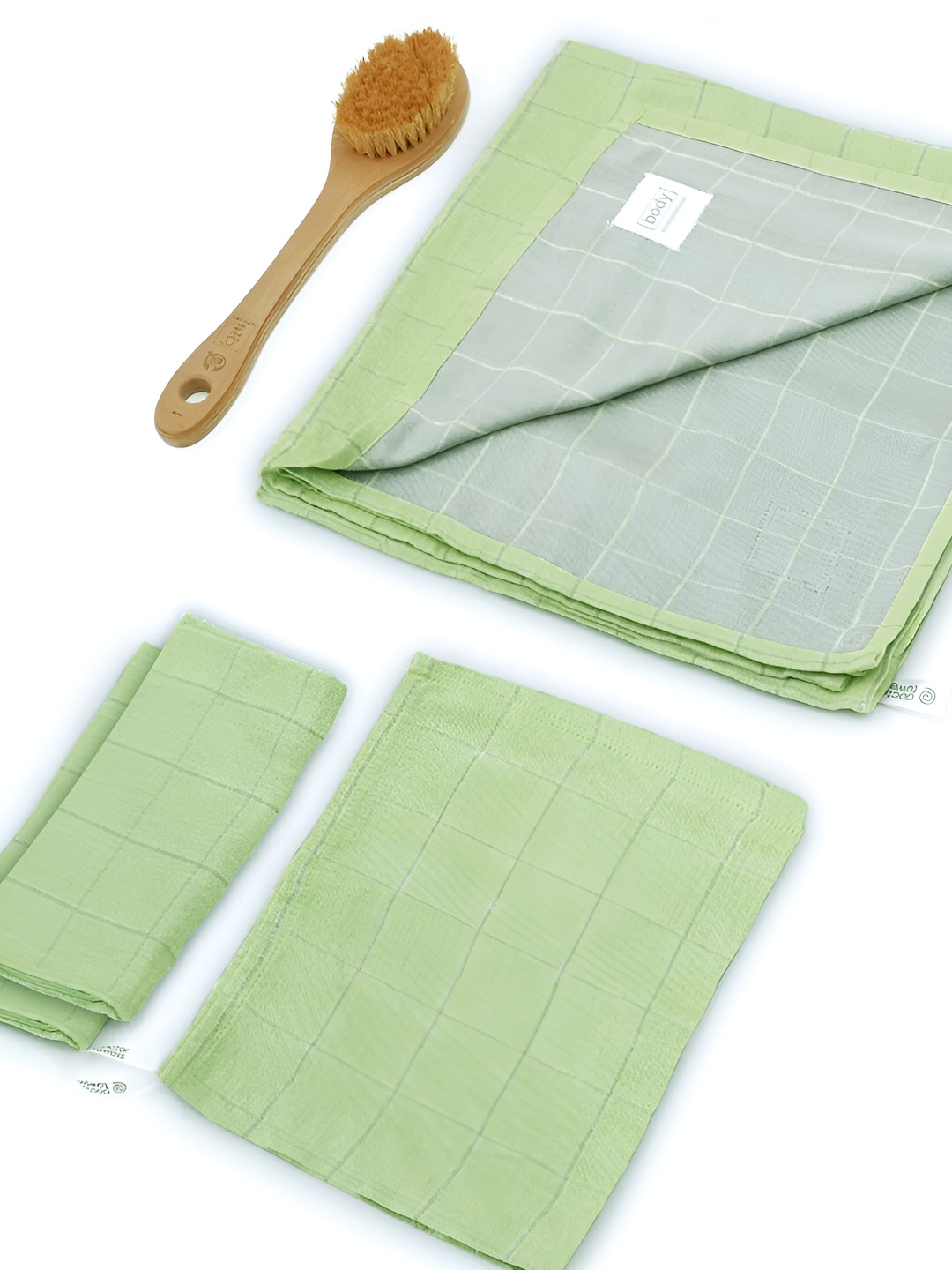 Doctor Towel Green & Blue Striped 350GSM Set of 4 Anti-Bacterial Banana Towel Set