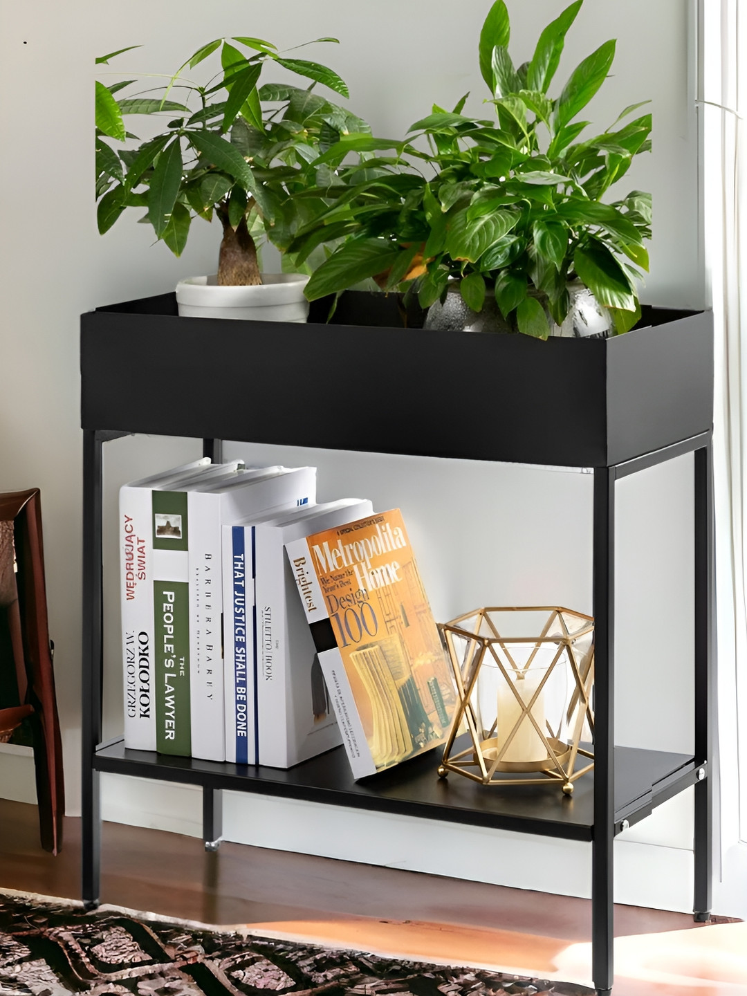 ecofynd Black 2-Tier Elevated Metal Outdoor Planter Box