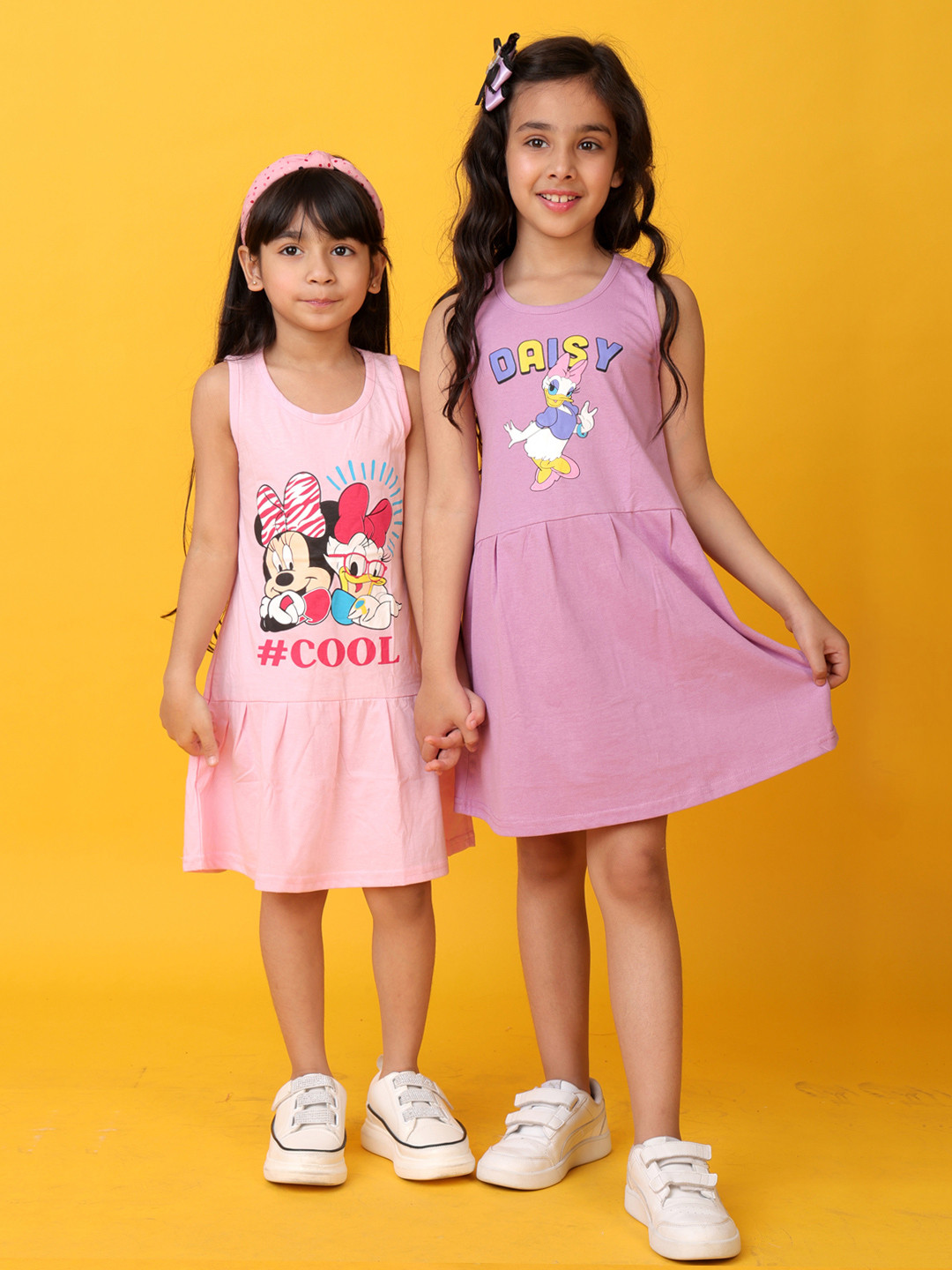 KUCHIPOO Girls Pack Of 2 Graphic Printed Sleeveless A-Line Dresses