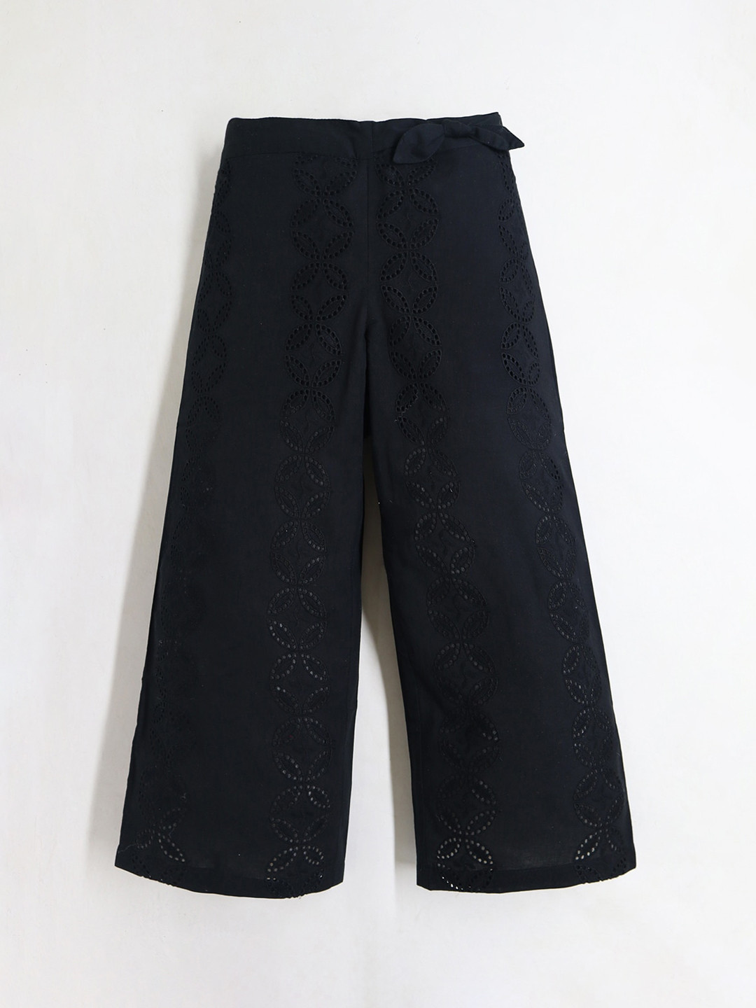 Cherry Crumble Girls Schiffli Embroidery Cotton Relaxed Straight Fit Trouser