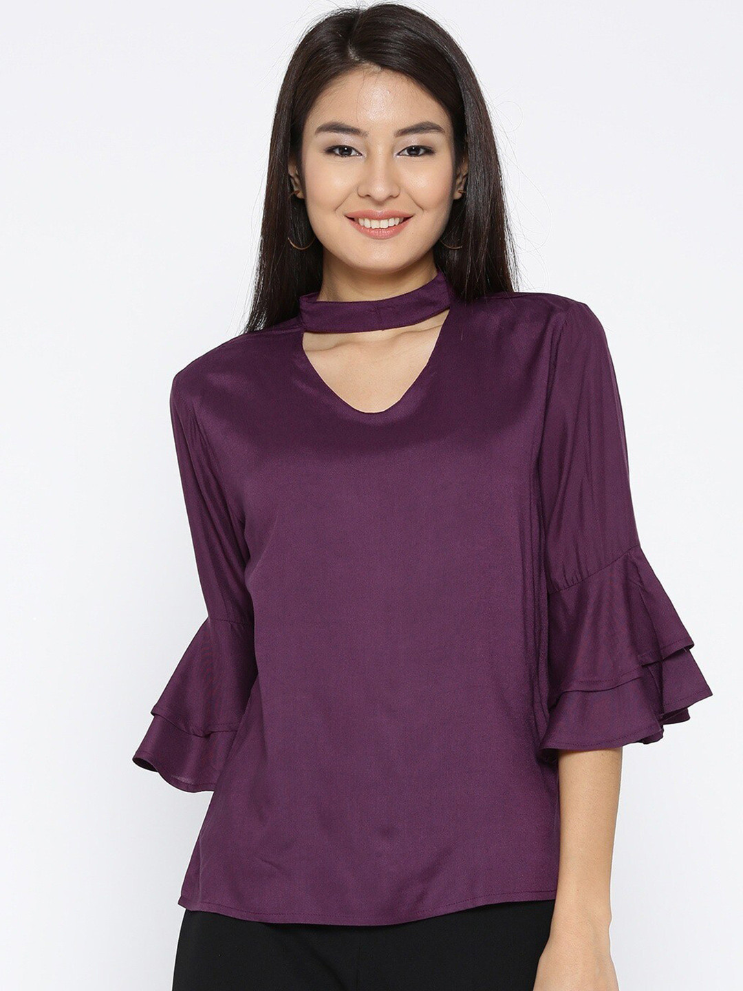Sera Choker Neck Bell Sleeve Top