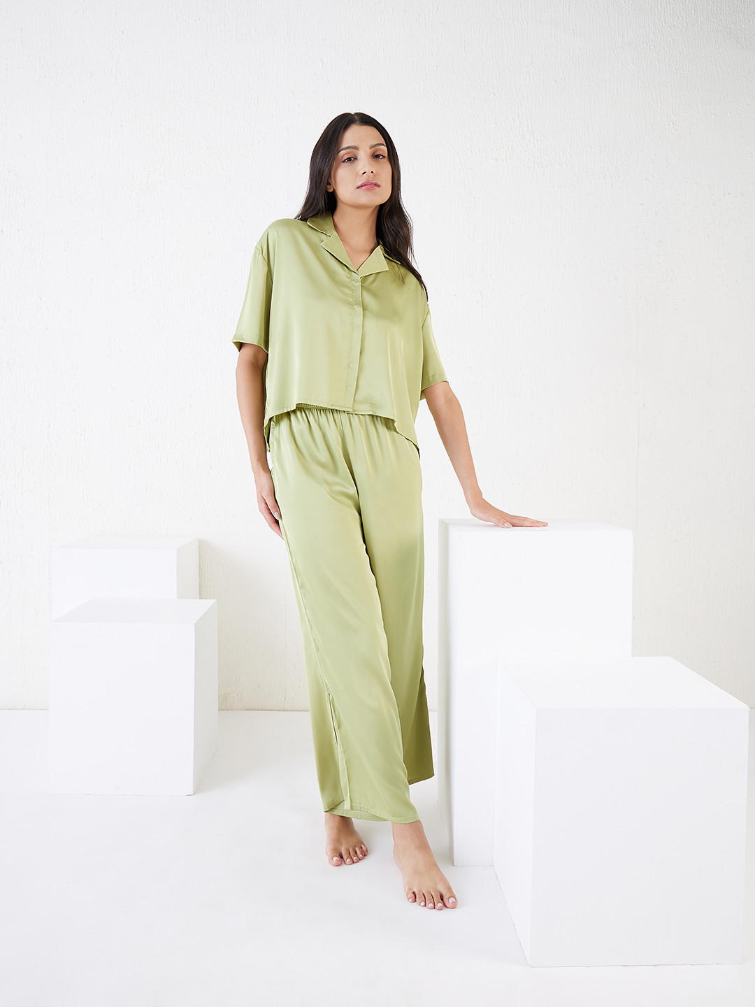 Sweet Dreams Short Sleeves Satin Night suit