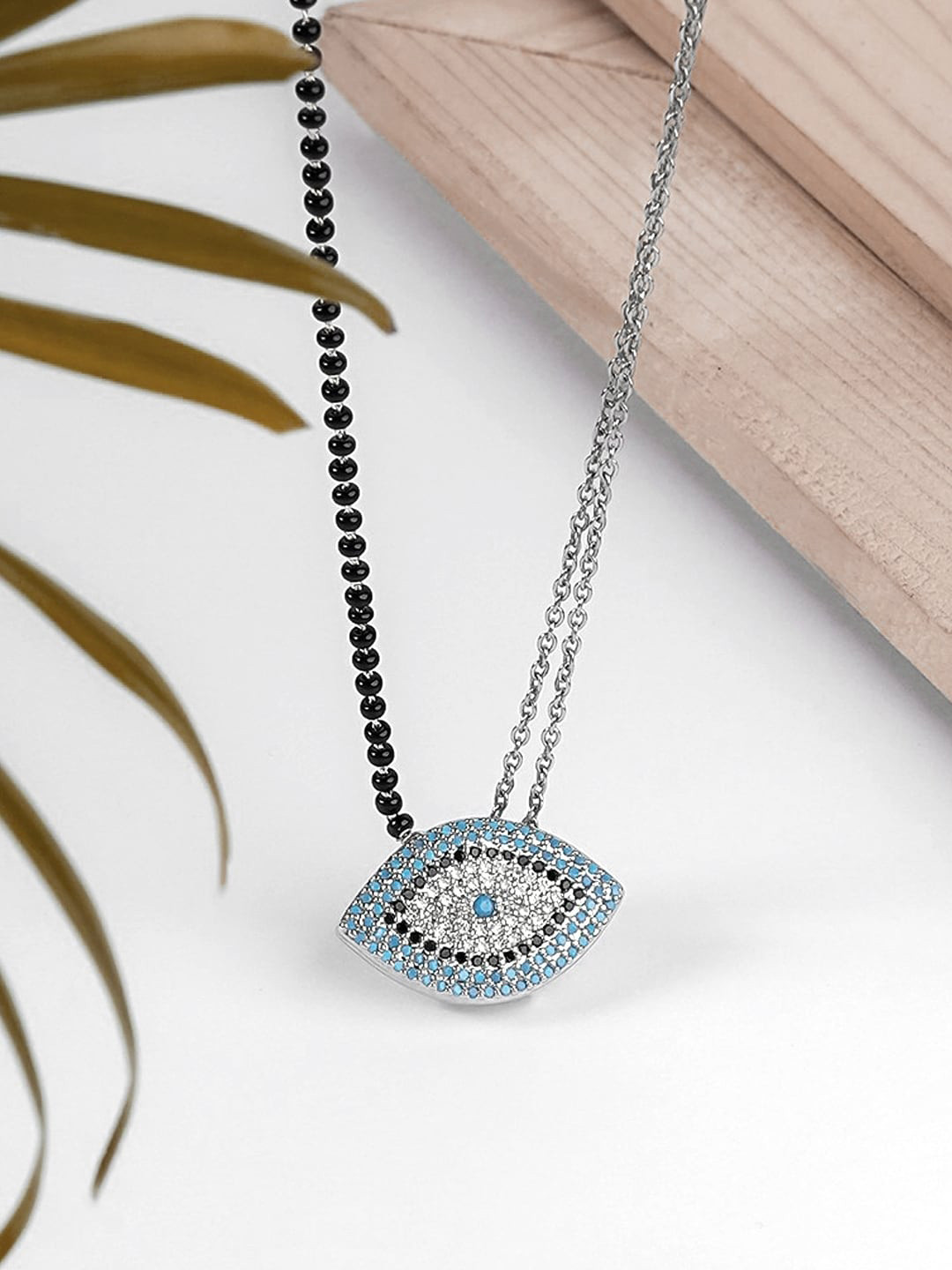 SWASHAA Silver-Plated Stones and Beads Peril Mangalsutra