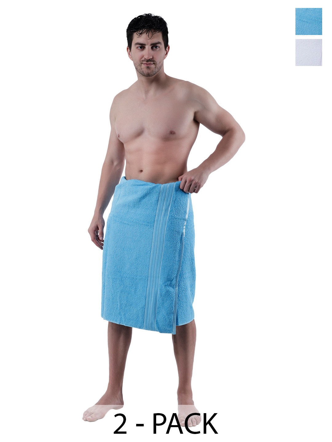 Dollar Socks Blue & White 2 Pieces Cotton 400 GSM Bath Towels