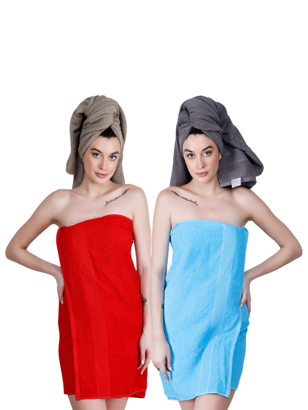 Dollar Socks Red & Blue 2 Pieces Cotton 400 GSM Bath Towels