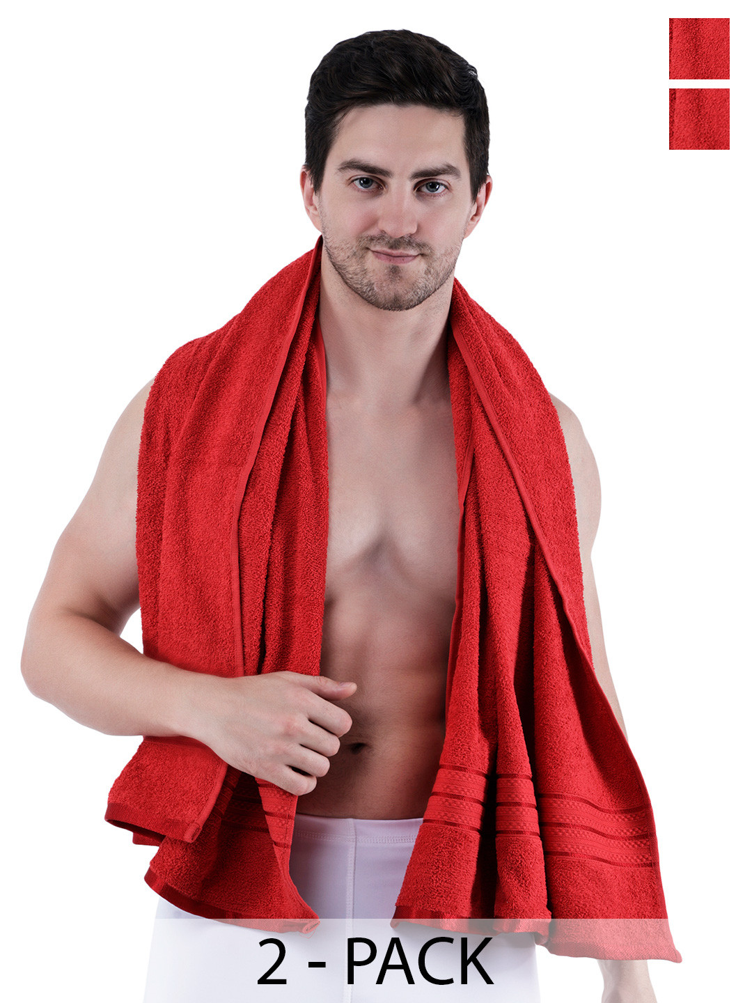 Dollar Socks Red 2 Pieces Cotton 400 GSM Bath Towel