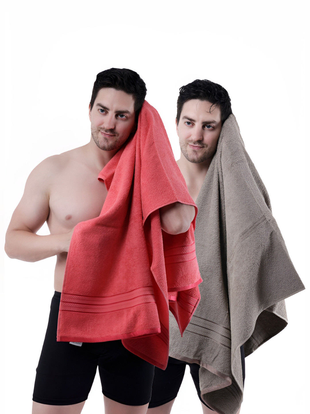 Dollar Socks Brown & Pink 2 Pieces Cotton 400 GSM Bath Towels