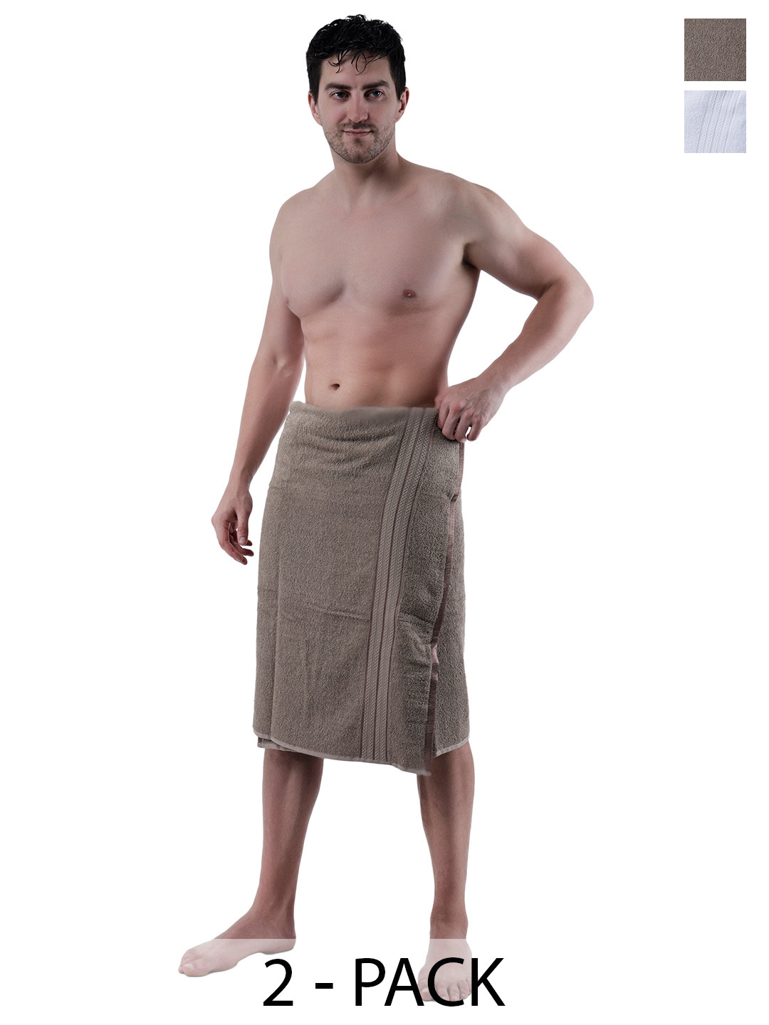 Dollar Socks White & Grey 2 Pieces Cotton 400 GSM Bath Towels