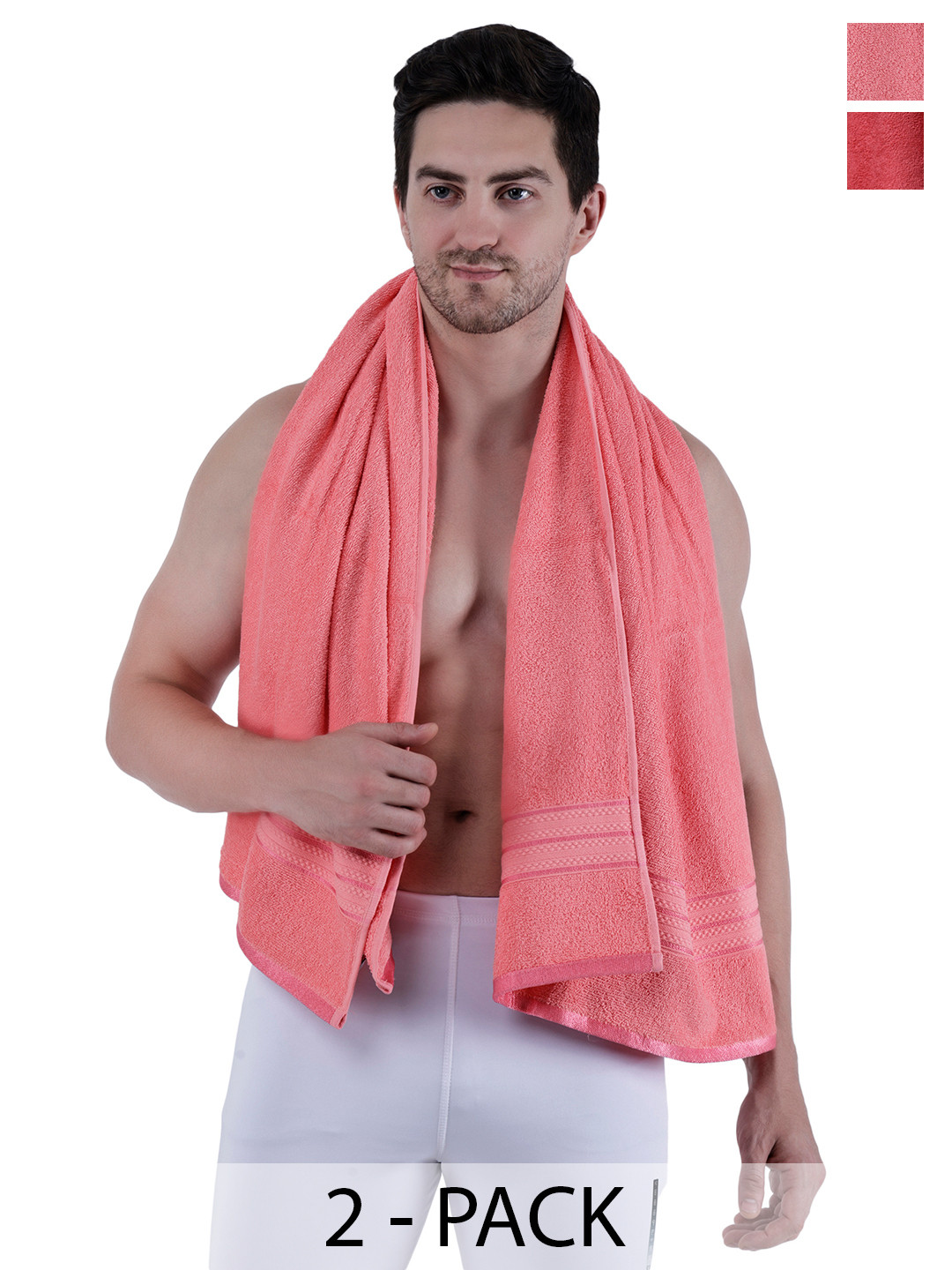 Dollar Socks Pink 2 Pieces Cotton 400 GSM Bath Towels