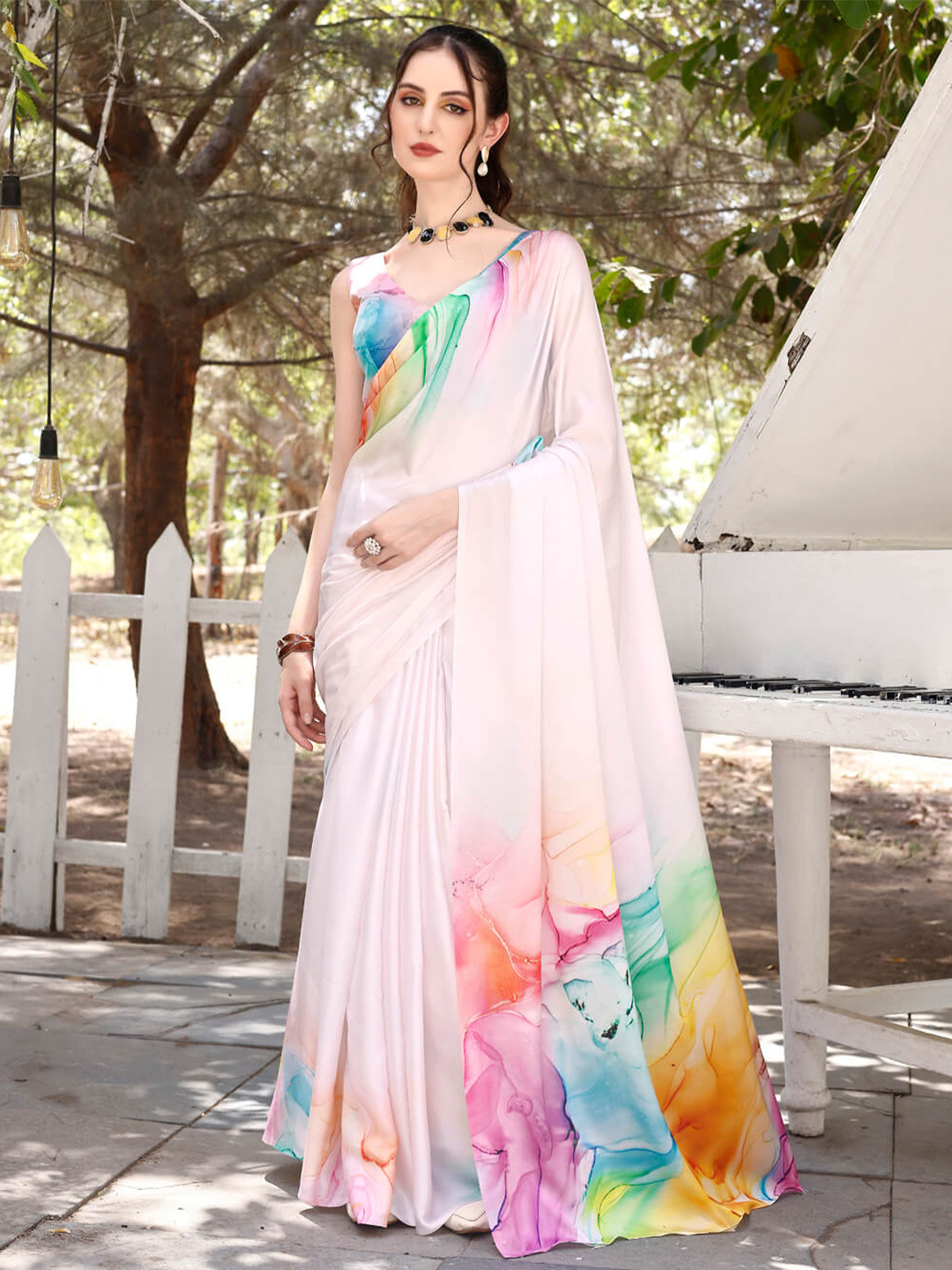 VenderVilla Soft Silk Satin Saree