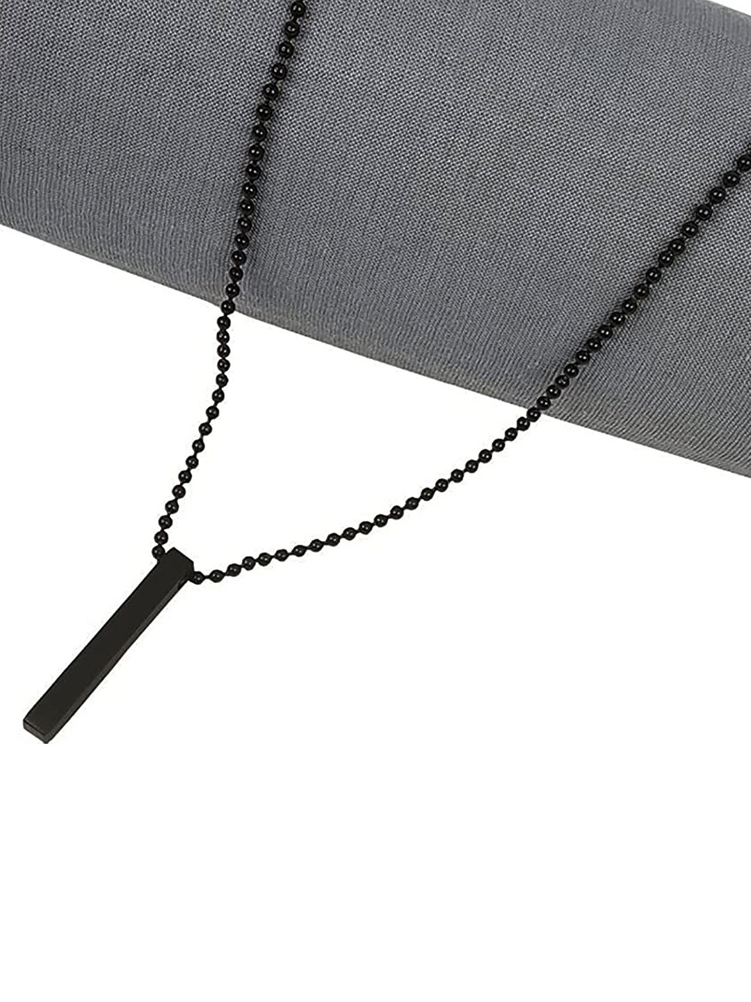 Okos Rhodium-Plated 3D Cuboid Pendant & Chain