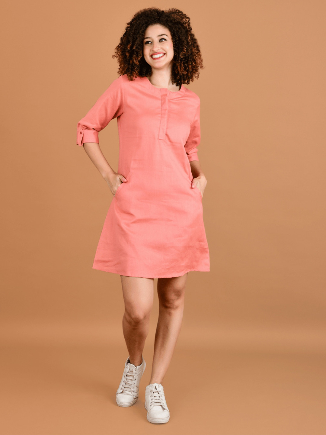 Boholyfe Round Neck Cotton A-Line Dress