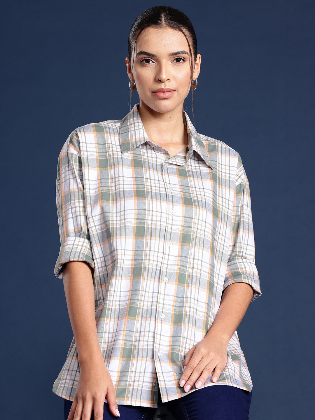 Hancock Standard Windowpane Checked Formal Oversized Shirt