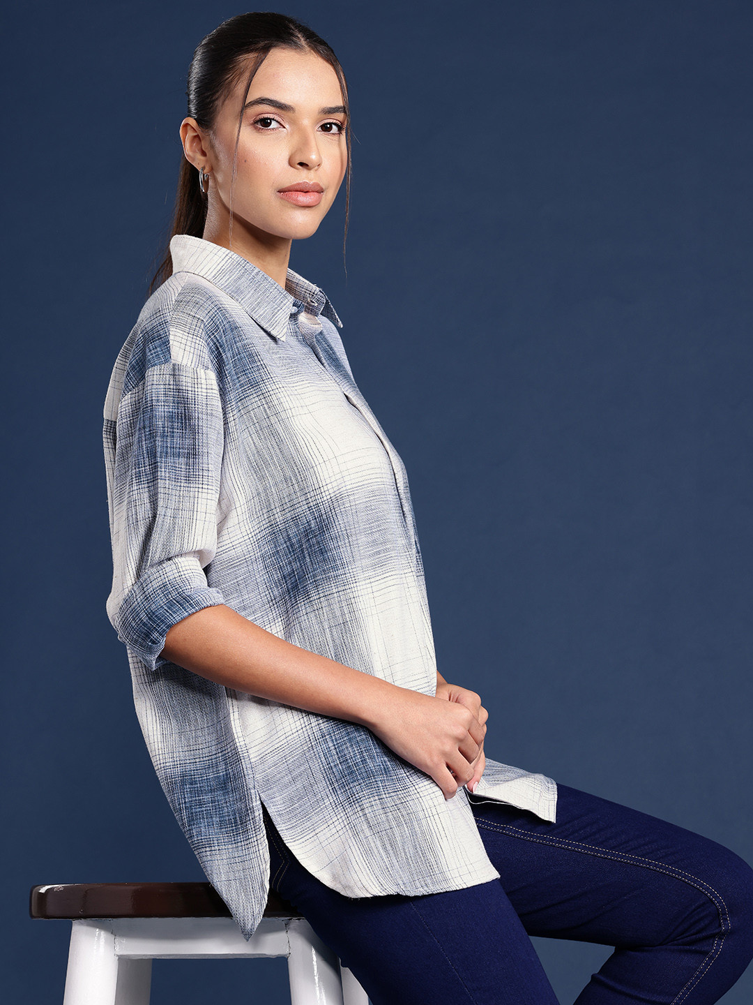 Hancock Standard Windowpane Checked Formal Oversized Shirt