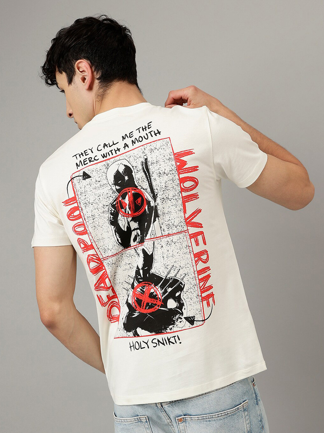 Free Authority Deadpool Graphic Printed Pure Cotton T-shirt