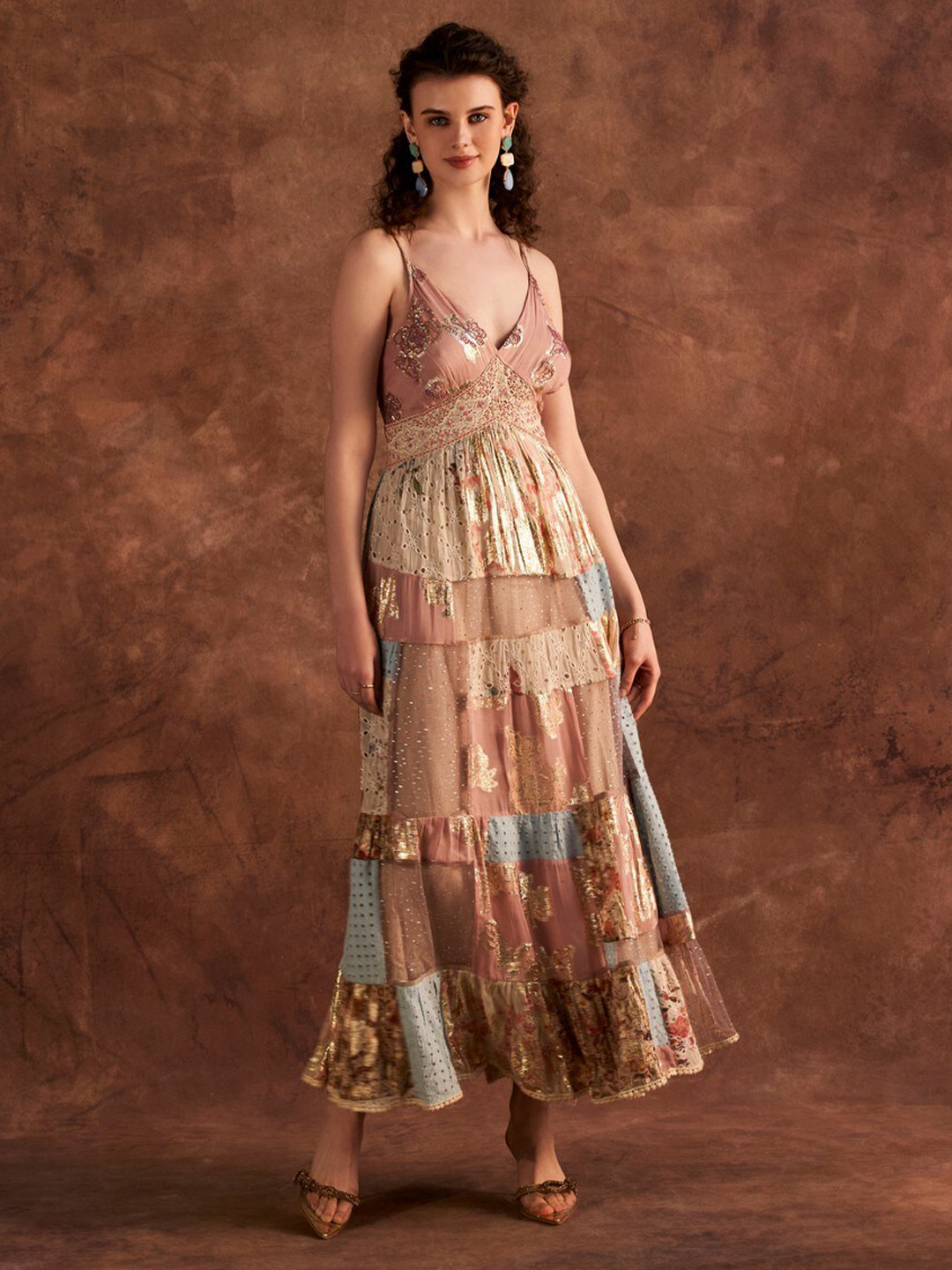 VERB BY PALLAVI SINGHEE Floral Print Georgette Fit and Flare Maxi Dress