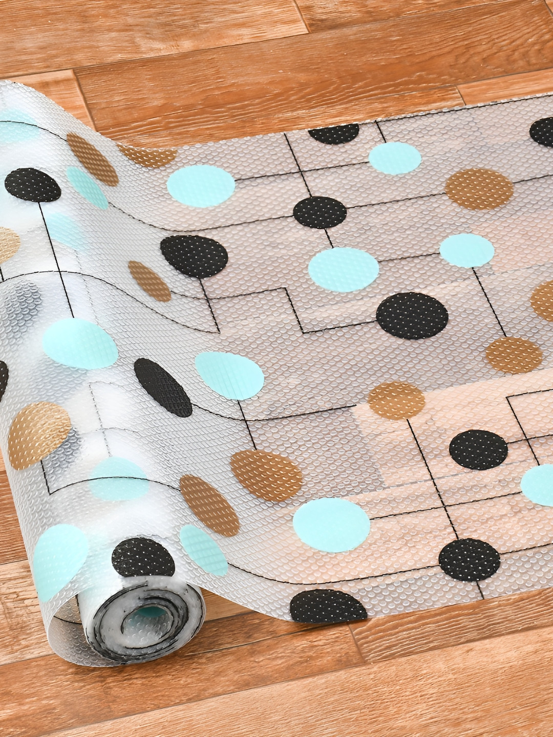 Yellow Weaves Transparent Black Printed Water Resistant Shelf Liner Organiser