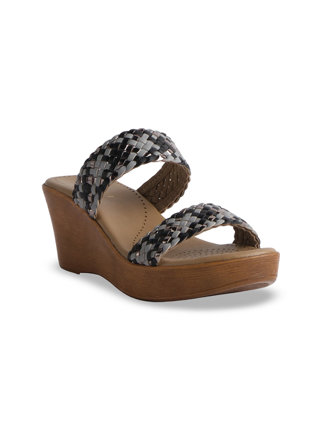 ERIDANI Lecy Woven Textured Wedge Heeled Sandals