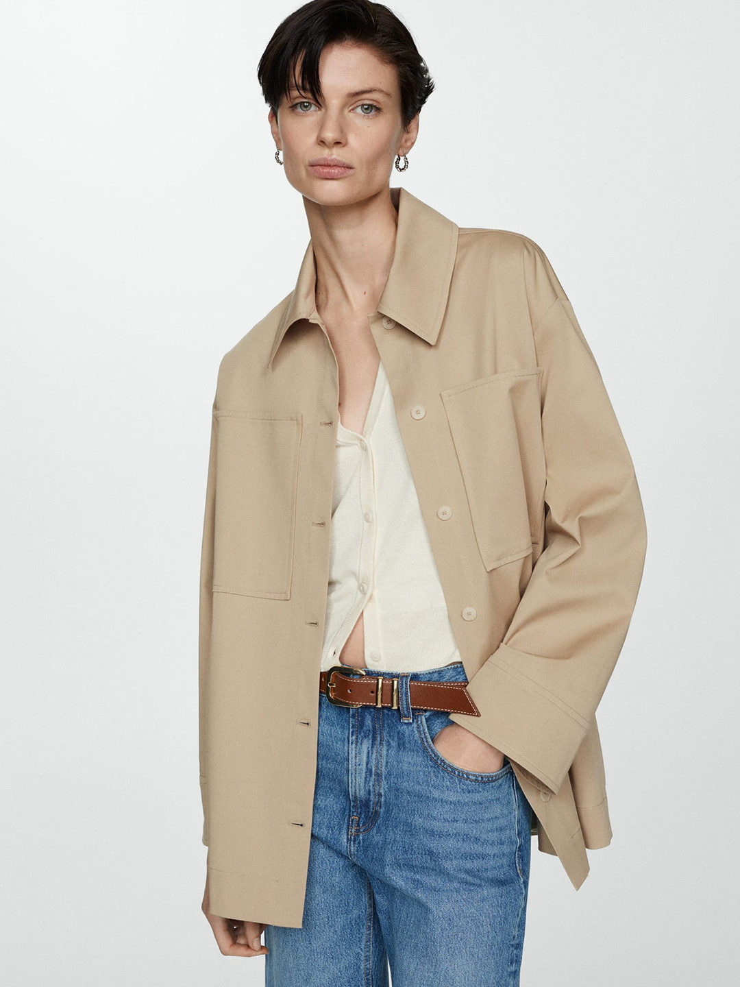 MANGO Box Pockets Oversized Shacket