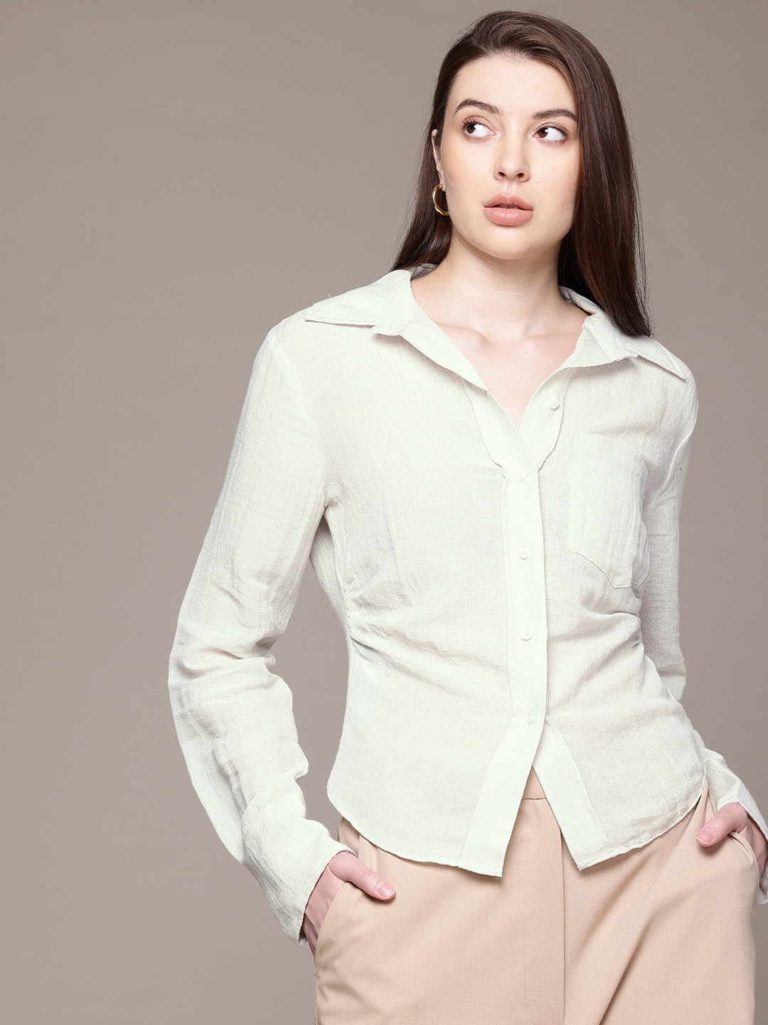 MANGO Gathered Detail Casual Shirt