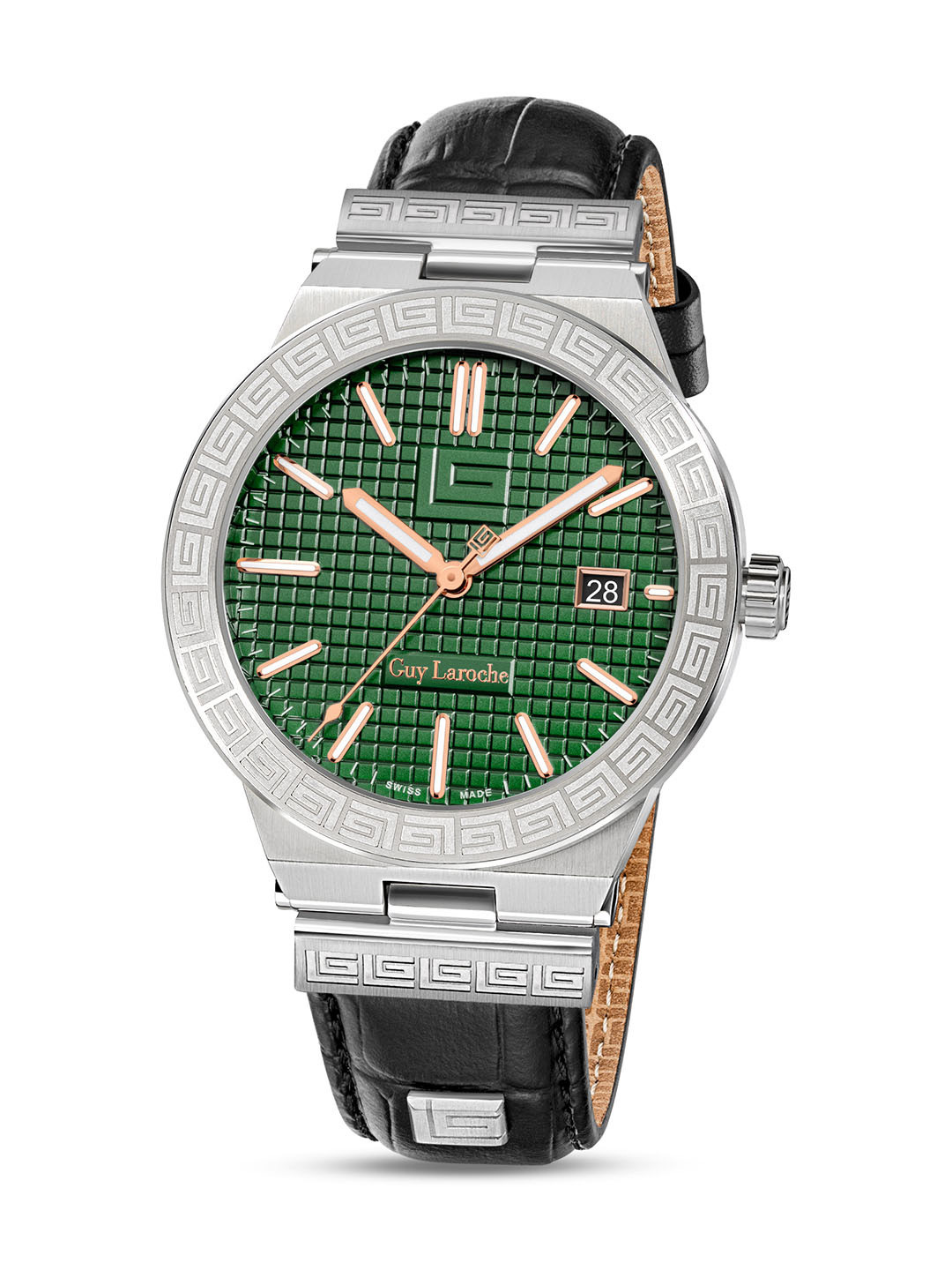 Guy Laroche Men Leather Wrap Around Straps Analogue Swiss Made Watch GLWGA0000403