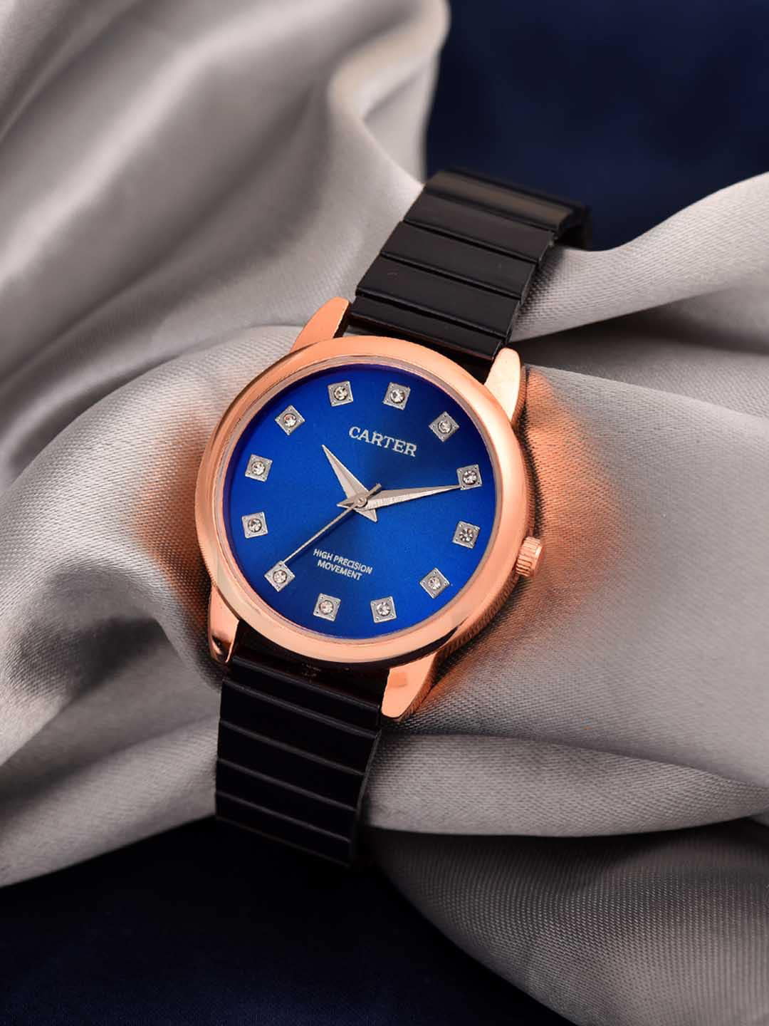 Sandy D Carter Women Embellished Dial Analogue Watch SDC24-60-RG-BL