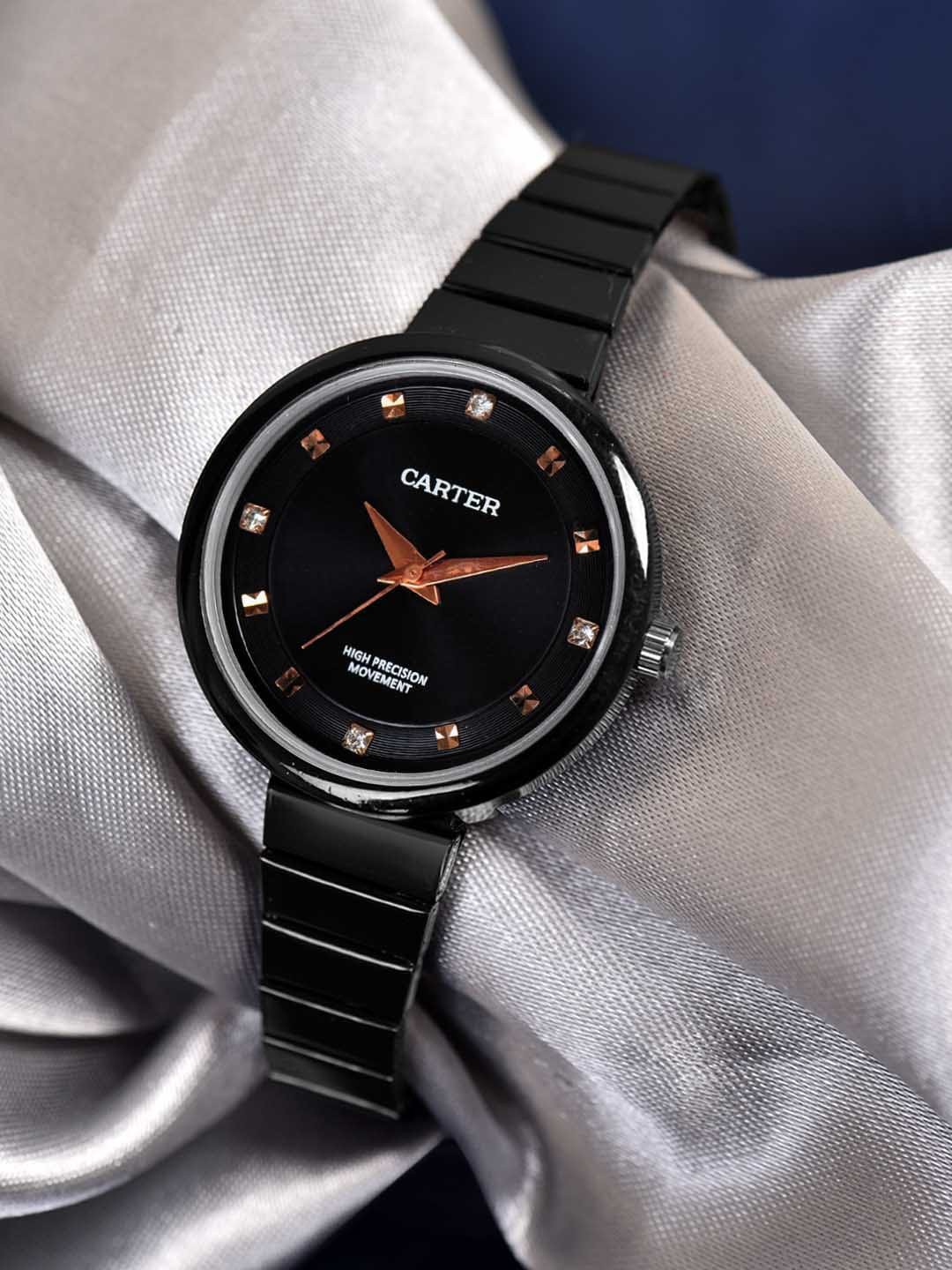 Sandy D Carter Women Embellished Bracelet Style Straps Analogue Watch SDC24-68-BK