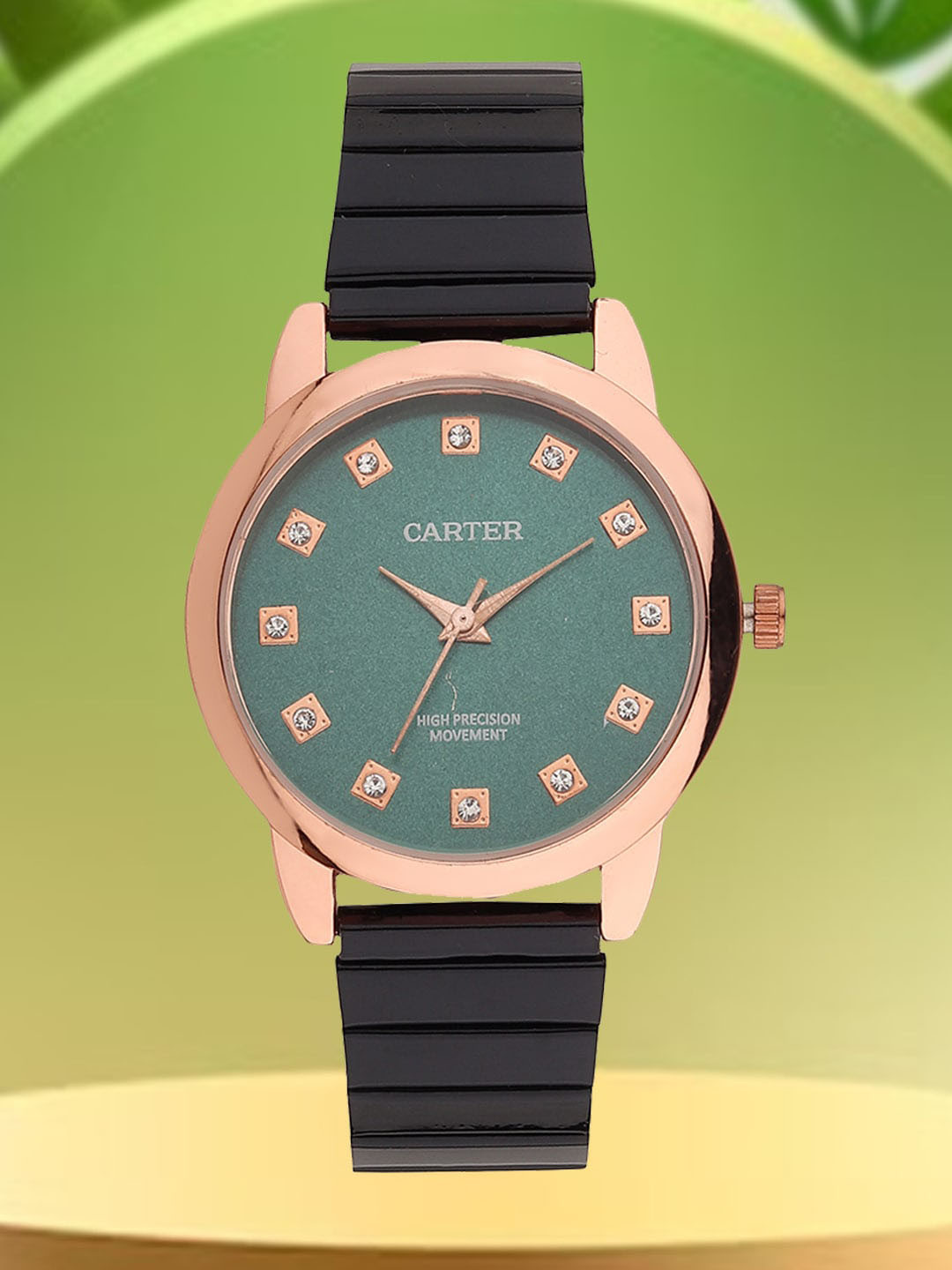 Sandy D Carter Women Embellished Dial Analogue Watch SDC24-60-RG-GR