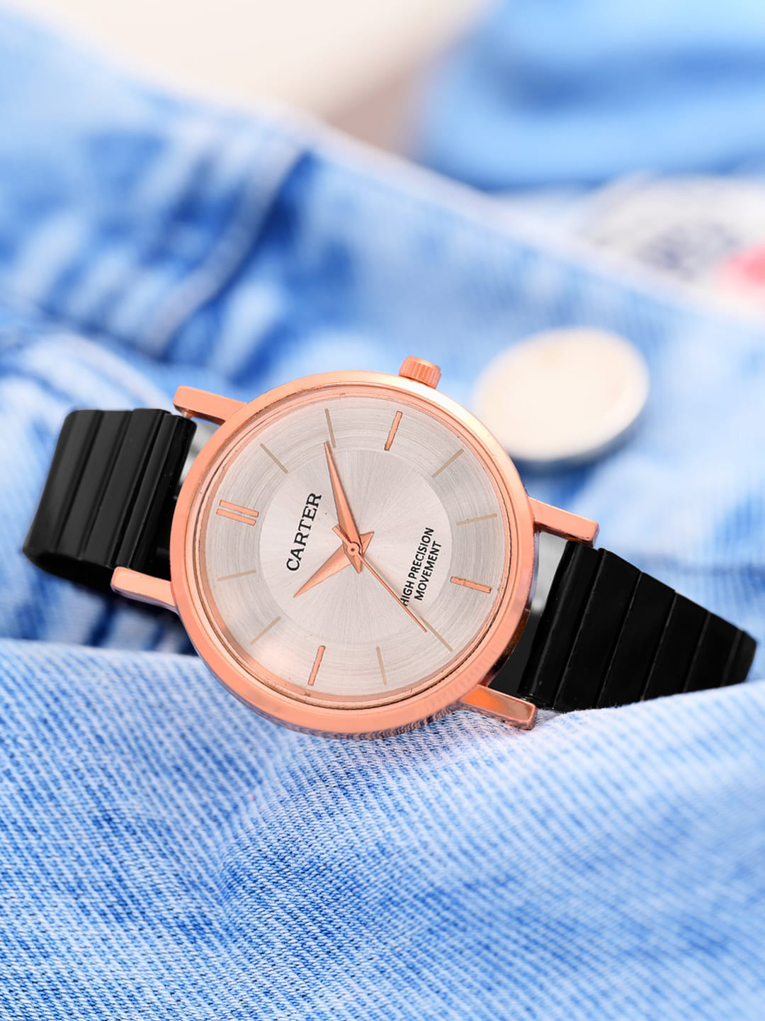 Sandy D Carter Women Embellished Dial & Straps Analogue Watch SDC24-56-RG-WH