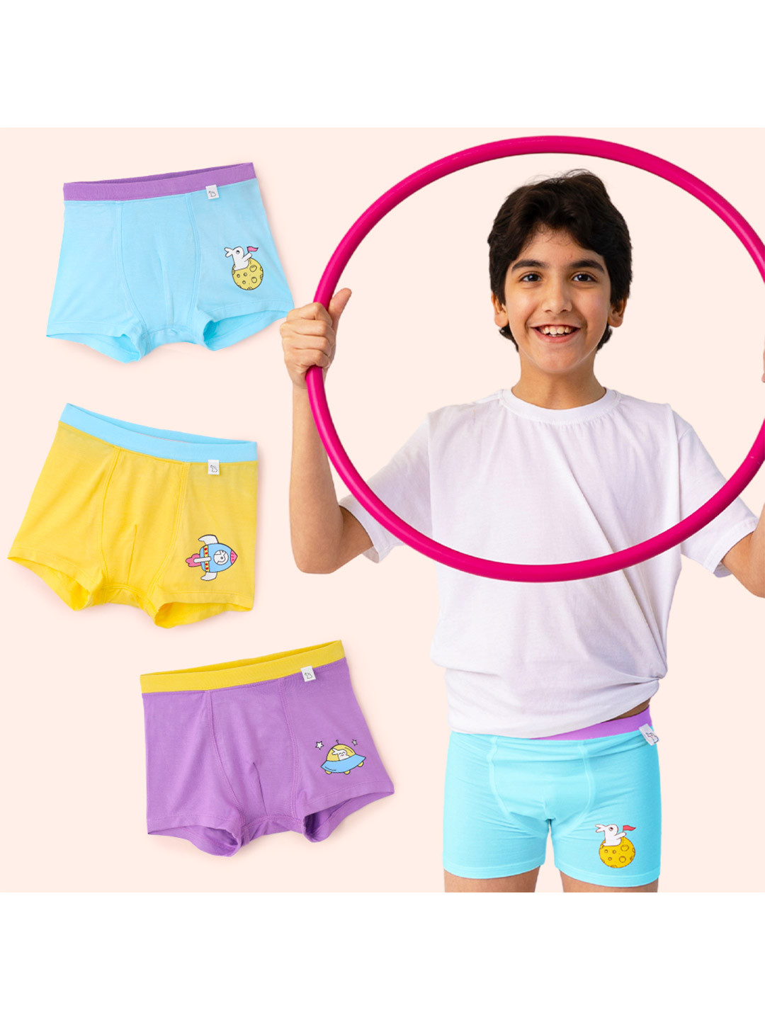 SuperBottoms Boy Supersoft Premium Antimicrobial Mid-Rise Bamboo Trunks