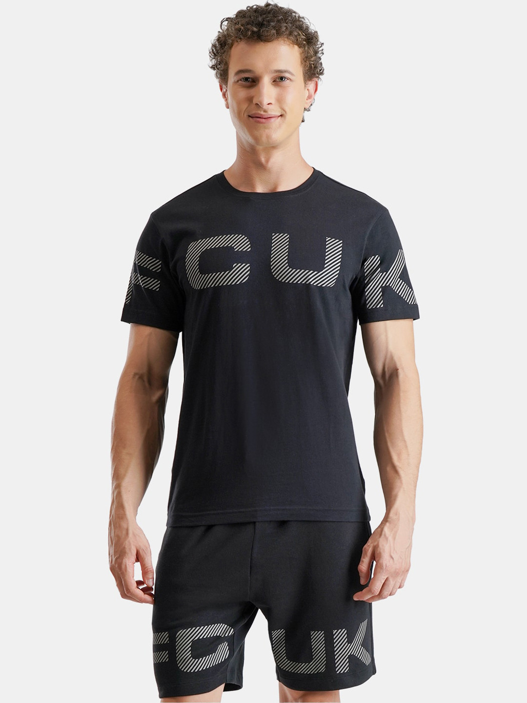 FCUK Play Richmond Printed Moisture Wicking Pure Cotton Lounge Tshirts
