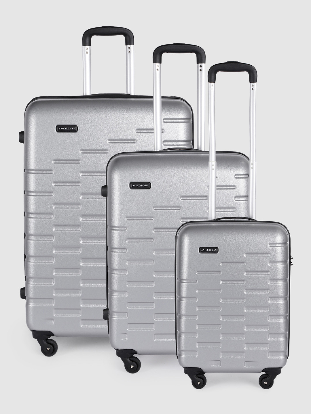 Aristocrat Fencer Pack of 3 Textured Trolley Suitcases - Cabin, Medium & Large