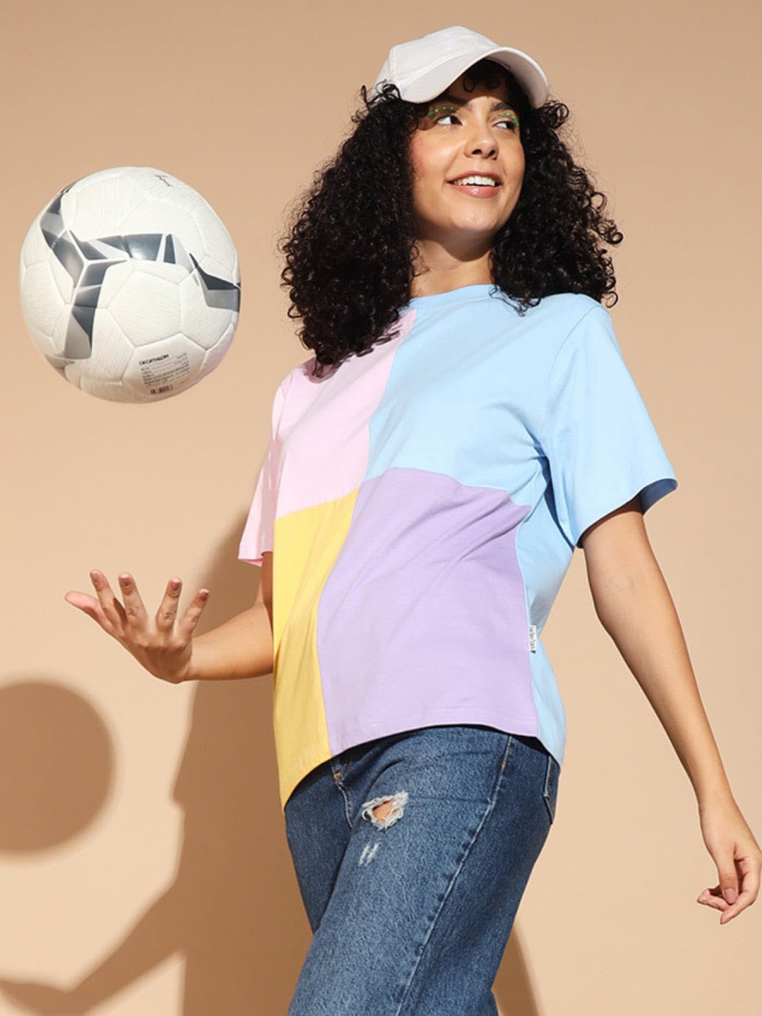 The Dry State Blue & Purple Round Neck Cotton T-shirt