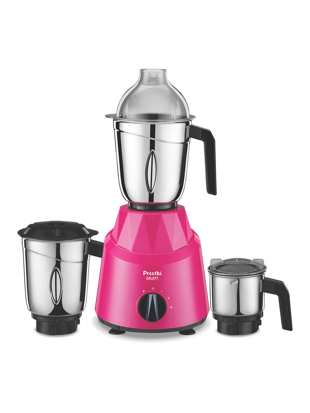 Preethi Pink Stainless Steel Powerful Motor 3 Jars Wet and Dry Grinder with Juicer-750W